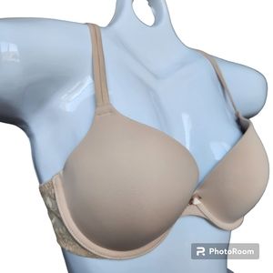 DKNY Signature Lace Perfect Lift Demi Bra (#458000)  Beautiful Neutral Beige 32D